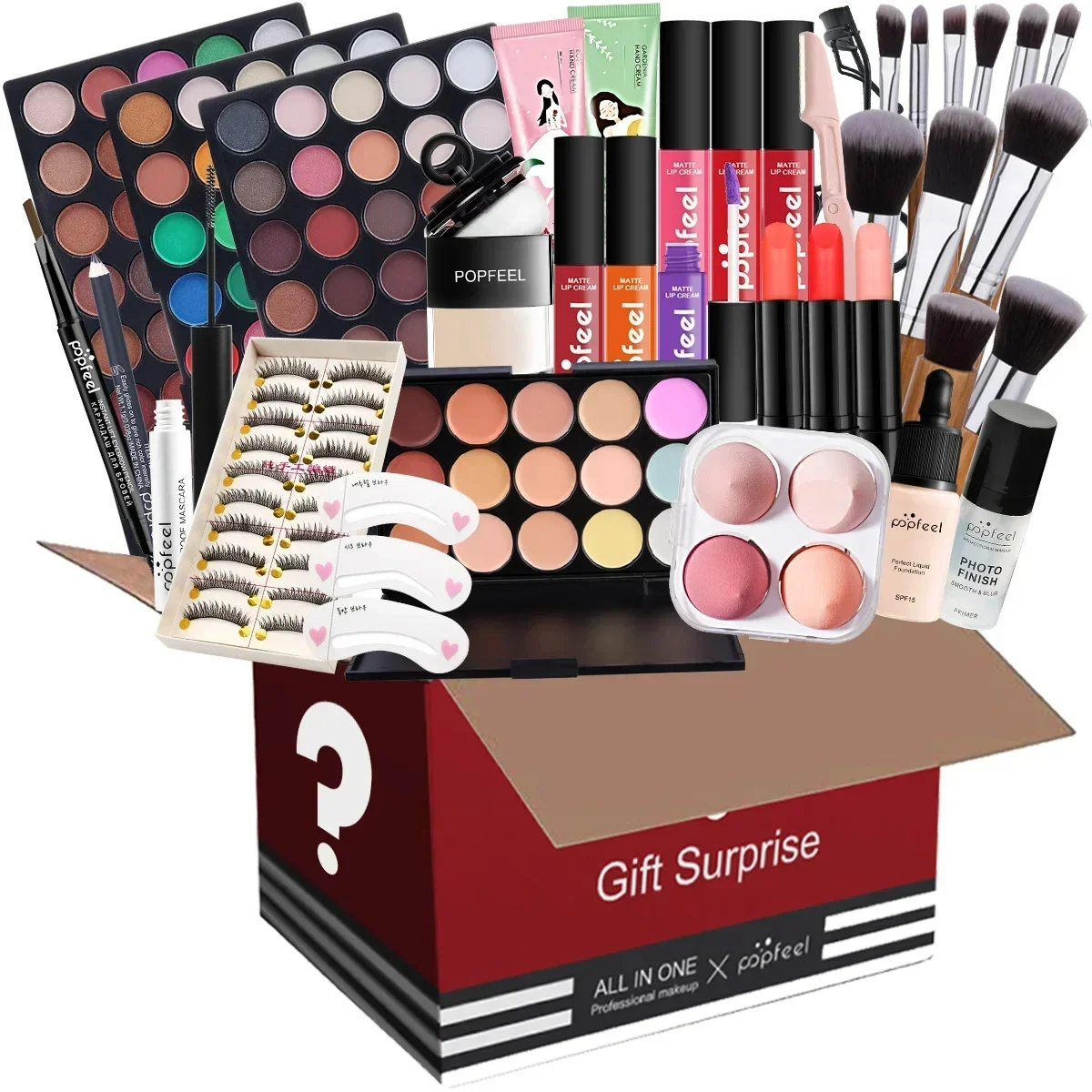 All-in-One Makeup Kit Gift Set with Eyeshadow Palette Foundation Lip Gloss Blush Brushes Eyeliner and More Beauty Gifts