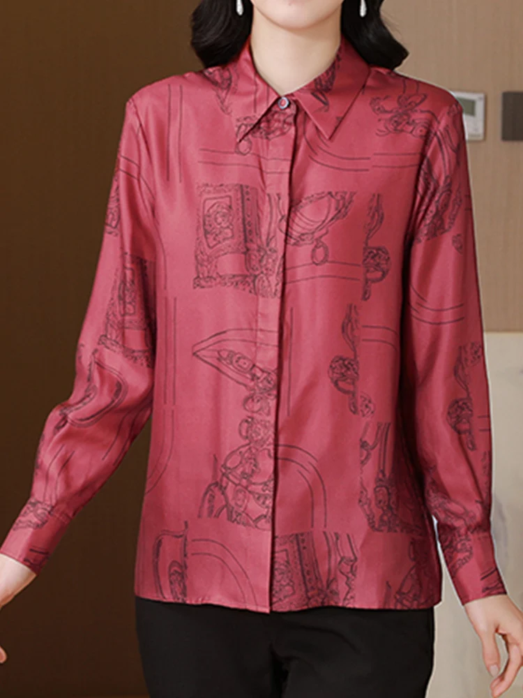 ربيع جديد المرأة بلوزة مكتب السيدات قمصان الحرير أ...