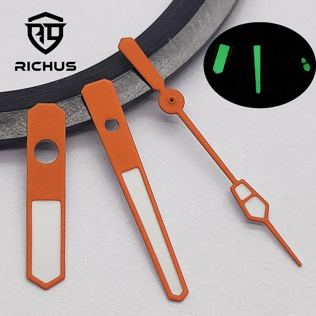 Luxurious Silver, Gold & Rose Gold Watch Hands with Green Luminous Finish - Premium Timepiece Accessories