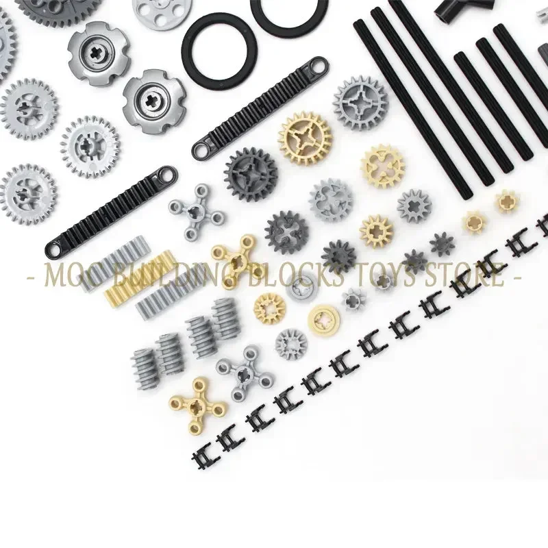 116pcs Moc High-Tech Bulk Gear Cross Axle Pin Conector Wheels Car Building Brick Blocks Compatible with Technical Toys