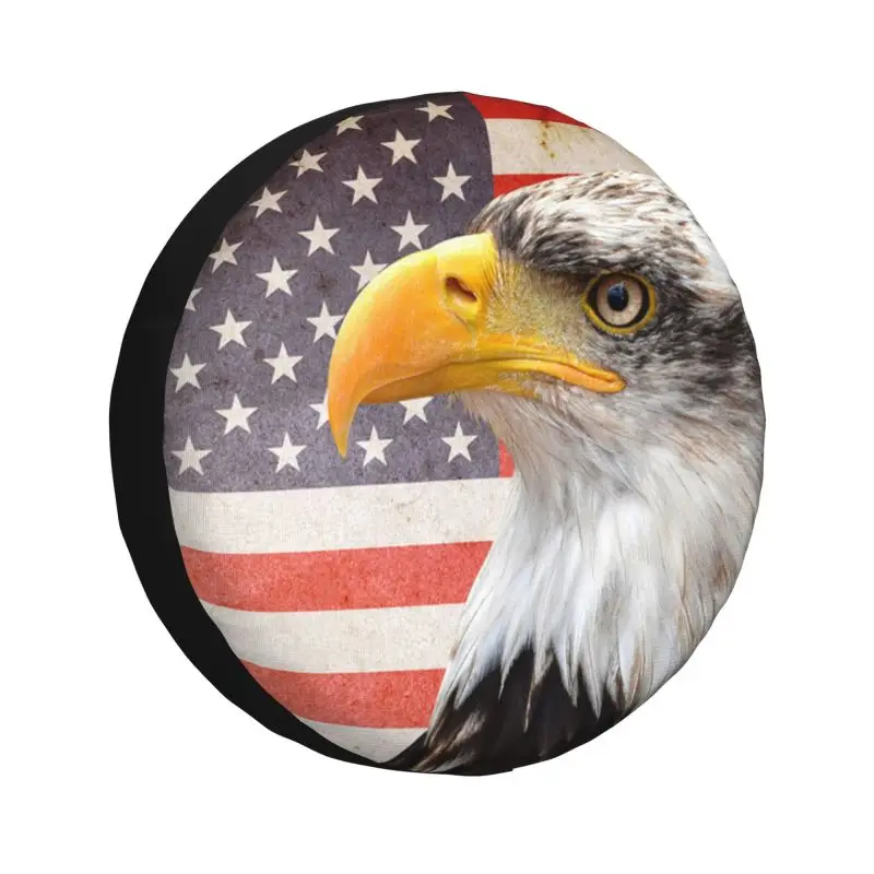 

USA Bald Eagle American Flag Spare Wheel Tire Cover for Prado Pajero Wrangler Jeep RV SUV Camper Vehicle Accessories 14" 15"