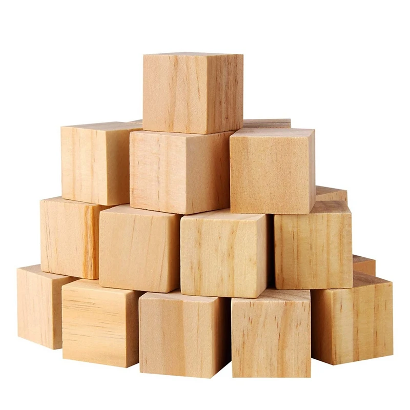 50pcs Wood Square Square Blank Wood Blocks For Puzzle Making, Crafts
