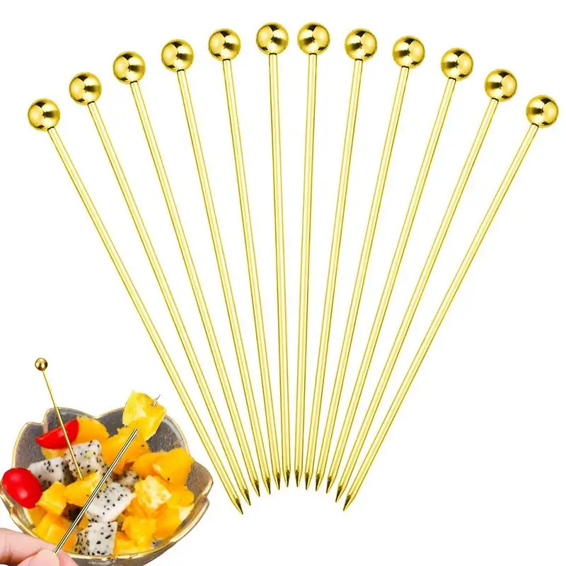 

Stainless Steel Cocktail Picks Stainless Steel Cocktail Sticks Fruit Sticks Reusable Drink Picks 10Pcs Cocktail Martini Picks