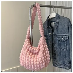 Elegant Quilted Crossbody Tote - Large Capacity Fashion Shoulder Bag (Pink)