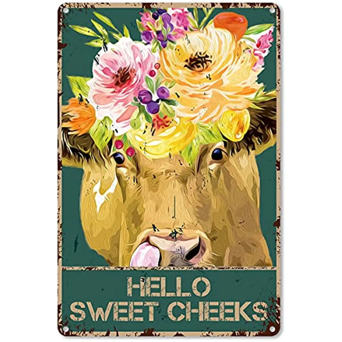 

Забавная цитата для ванной комнаты, металлический жестяной знак, Настенный декор-винтажная корова с цветами, жестяной знак для туалета, ванной комнаты, искусственные подарки