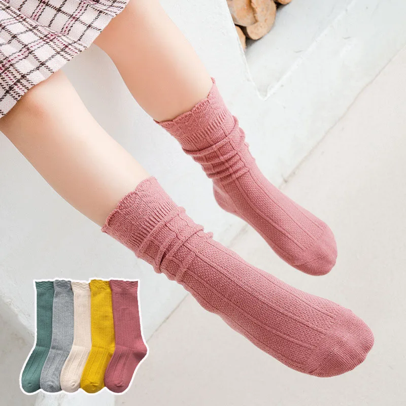 

Spring Lace Girls Socks Soft Cotton Knee High Socks for Children Ruffle Frilly Socks Solid Toddler Socks for Shool Child Socks