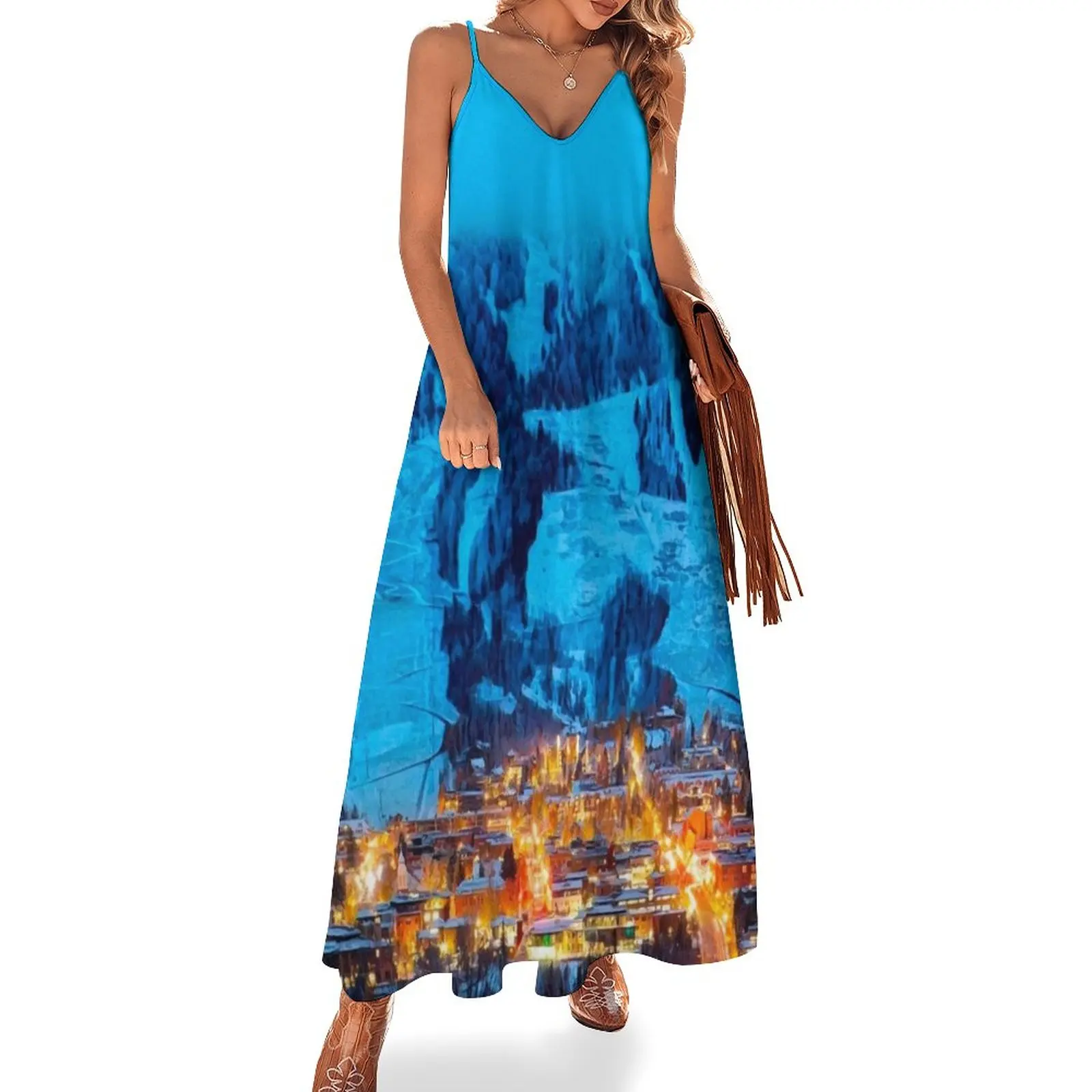 

Aspen Ночное платье без рукавов, платья для женщин 2024 длинные витые платья