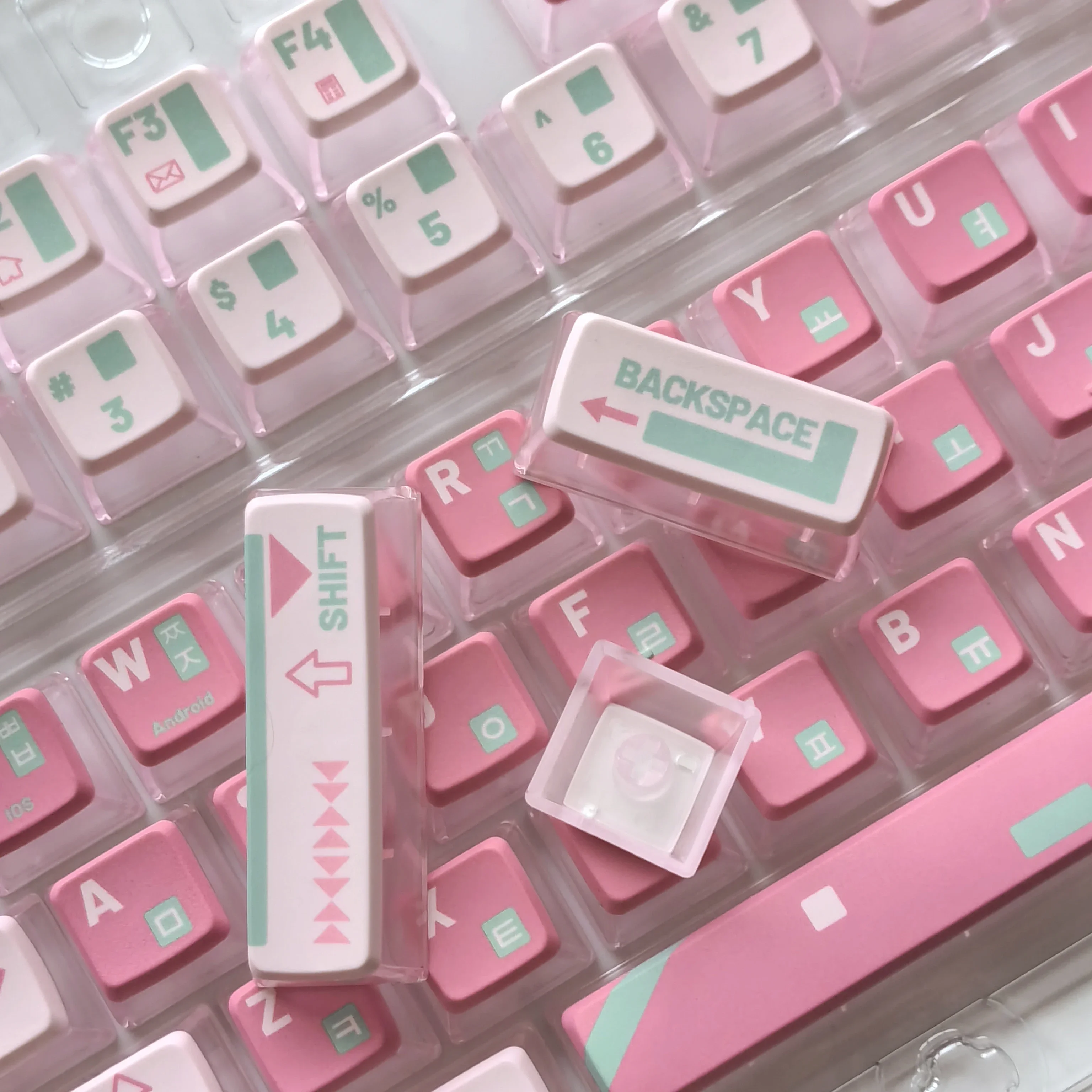 Translucent Pink Pudding PBT Keycap Set - Korean ASA Design, Spring/Summer Edition