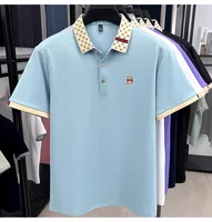 Marque de luxe B lettre en relief polo à manches courtes hommes été léger respirant nouvelle mode couleur bloquée revers T-shirt 5