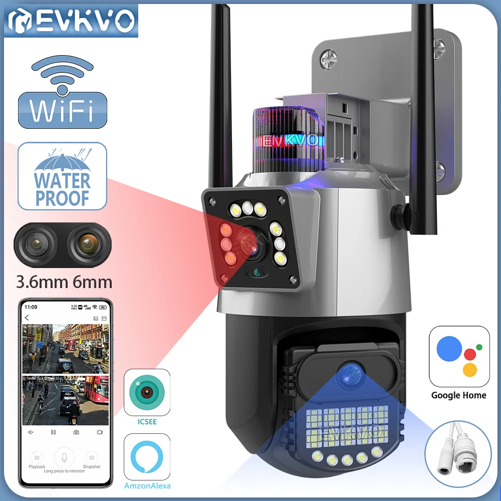

Камера EVKVO 8 МП 4K с двумя объективами, Wi-Fi, PTZ