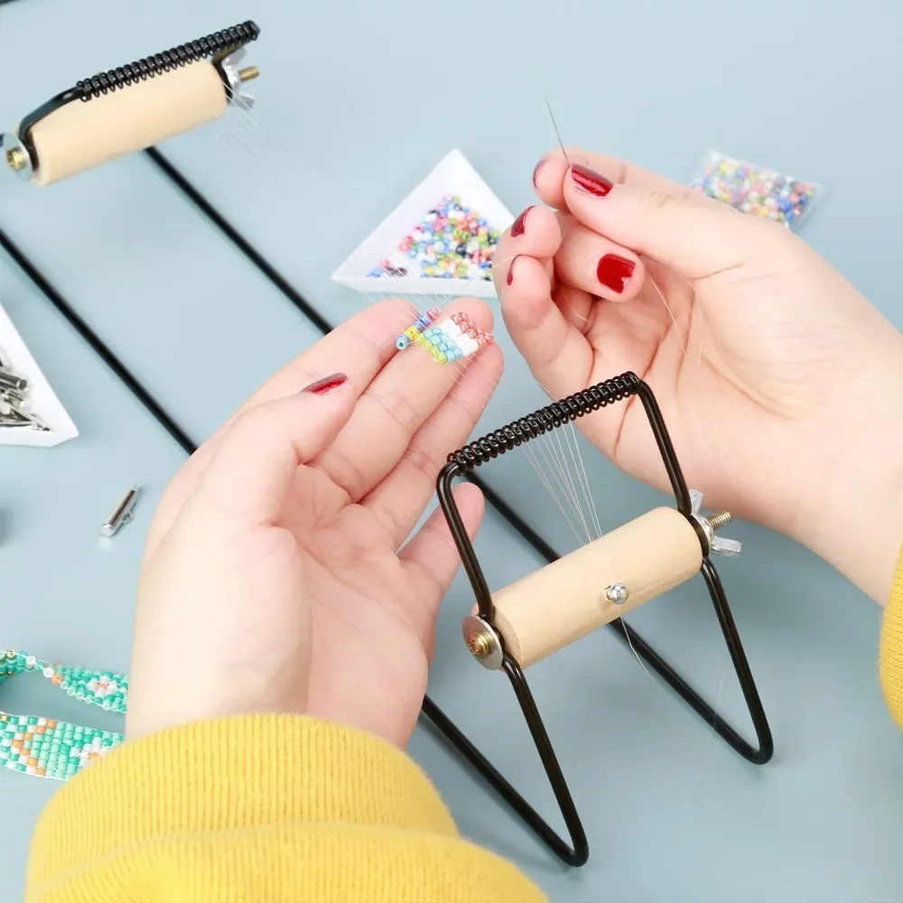 

Weaving Beading Loom Easy-to-Use DIY Tool with Elastic Band Charm Czech Glass Beads Needle for Bracelet Necklace Jewelry Makinng