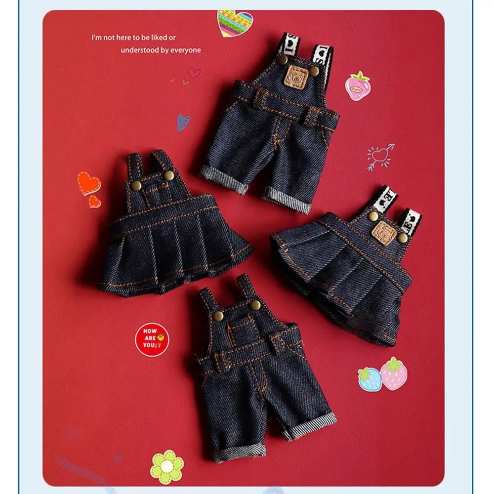 Jeans Doll Skirt Overalls Handmade DIY Bear Doll Overalls Multi-color Clothing Plush Toys For 15cm Cotton Doll Accessories