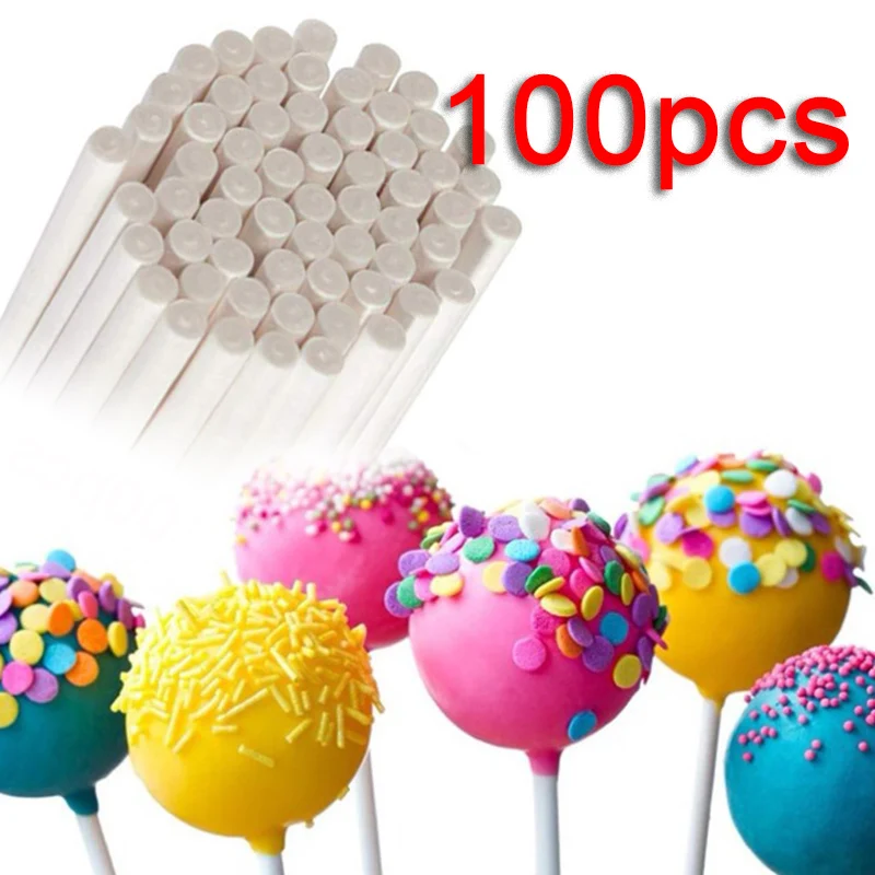 100Pcs Lollipop Cake Paper Stick Pops White Solid Paper Stick Baking DIY Mold cake decorating tools  silicone spatula