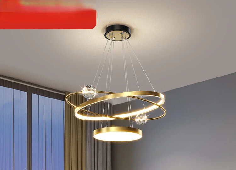

Dining Room Chandelier Modern Simple and Light Luxury Crystal round Dining Room Lamp 2023 New Nordic Dining Table Three-Head