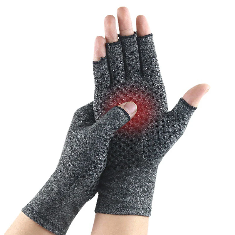 1 Pair Compression Arthritis Gloves Rehabilitation Fingerless Mittens Nonslip Cycling Sports Wrist Support Wristband S/M/L/XL 3