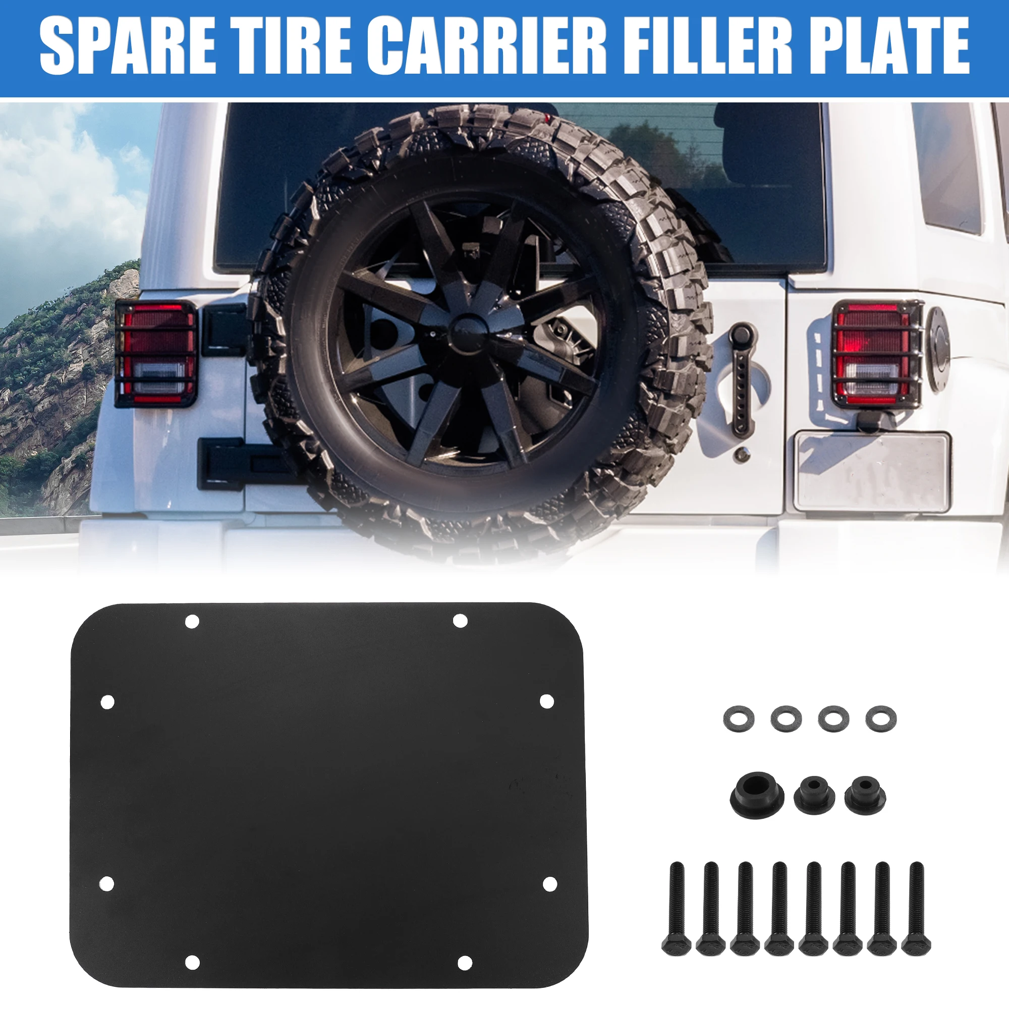 Uxcell Rear Spare Tire Carrier Delete Filler Plate with Tailgate Rubber  Plug and Bolts for Jeep Wrangler JK JKU 2007-2018 - AliExpress