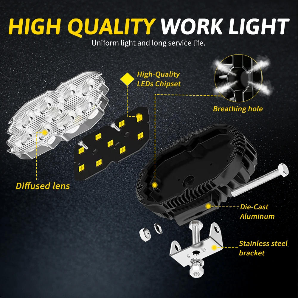 HAOLIDE 6인치 LED 투광등 작업등 LED 스포트라이트 오토바이 오프로드용 ATV 트랙터 자동차 4x4 12V 24V 안개등 IP68