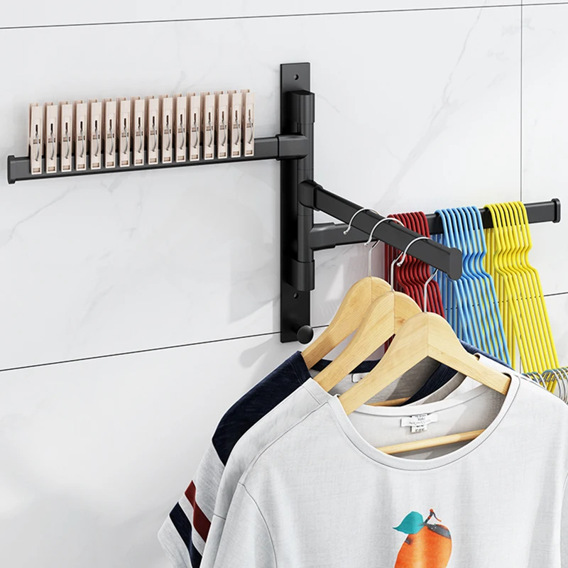 

Black Towel Rack Bathroom Towel Bars 3M Self-adhesive Bath Towel Holder Rotating Towel Hanger Robe Rack with Hook Kitchen Shelf
