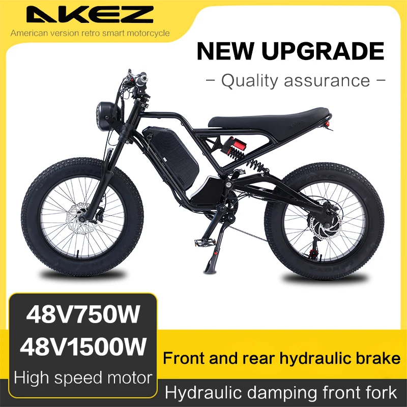AKEZ 알루미늄 프레임 전기 자전거 레트로 오토바이 Ebike 유압 브레이크 고성능 전기 오토바이, 1500W, 핫 세일
