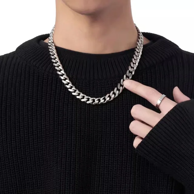Chaîne à maillons cubains en acier inoxydable, 3/5/7mm, classique, Punk, bijoux de personnalité, Simple, mode Hip-hop, collier de Couple pour hommes et femmes 1