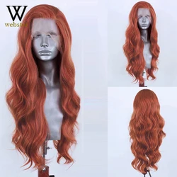 Websterwigs Synthetic Ginger Color Lace Front Wig for Women Lace Wigs Side Part Long Wavy Wig Long Wavy Wigs