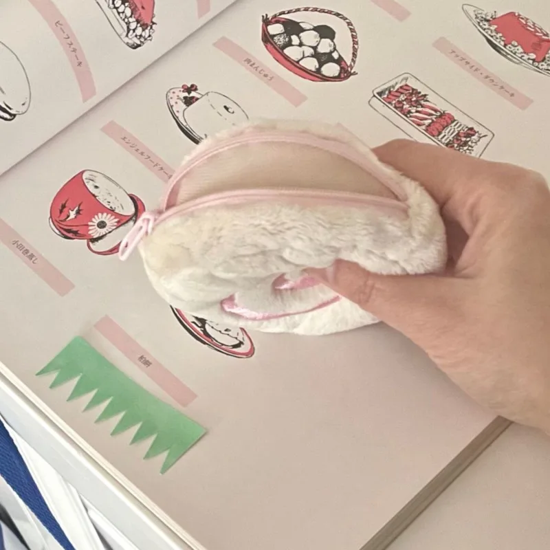 Kawaii Small Plush Coin Purse Pink Lipstick Headphone Small Bags Storage Bags Mini Bag Girl Purses Cute Keychain Bag For Women