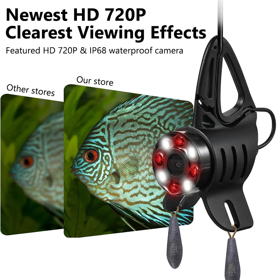 MOQCQGR 2024 Newest Underwater Fishing Camera with AV & HDMI Port, HD 1080P Fish finder,Ice Fishing Camera for Boy/Man's Gift