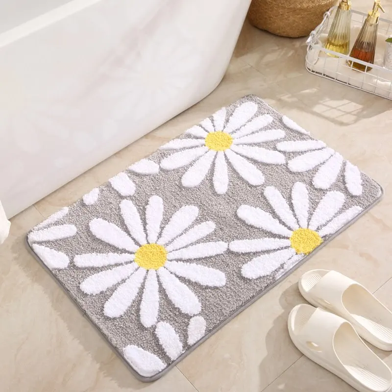 

Small Daisy Flower Bathroom Anti slip Pad Thickened Flocking Floor Mat rug