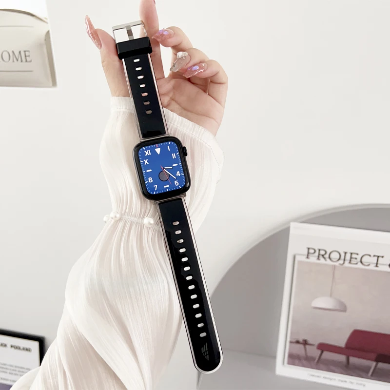 

Ремешок силиконовый для Apple Watch band 44 мм 45 мм 42 мм 41 мм 40 мм 38 мм, спортивный браслет для iwatch Series 8 7 6 5 se 4 Ultra 49 мм