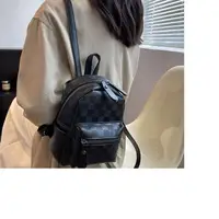 Hot Sale New Fashion Plaid Design Leather Small Backpack Women Double Zipper Shoulder Bags Leisure Totes Crossbody School Bag 1