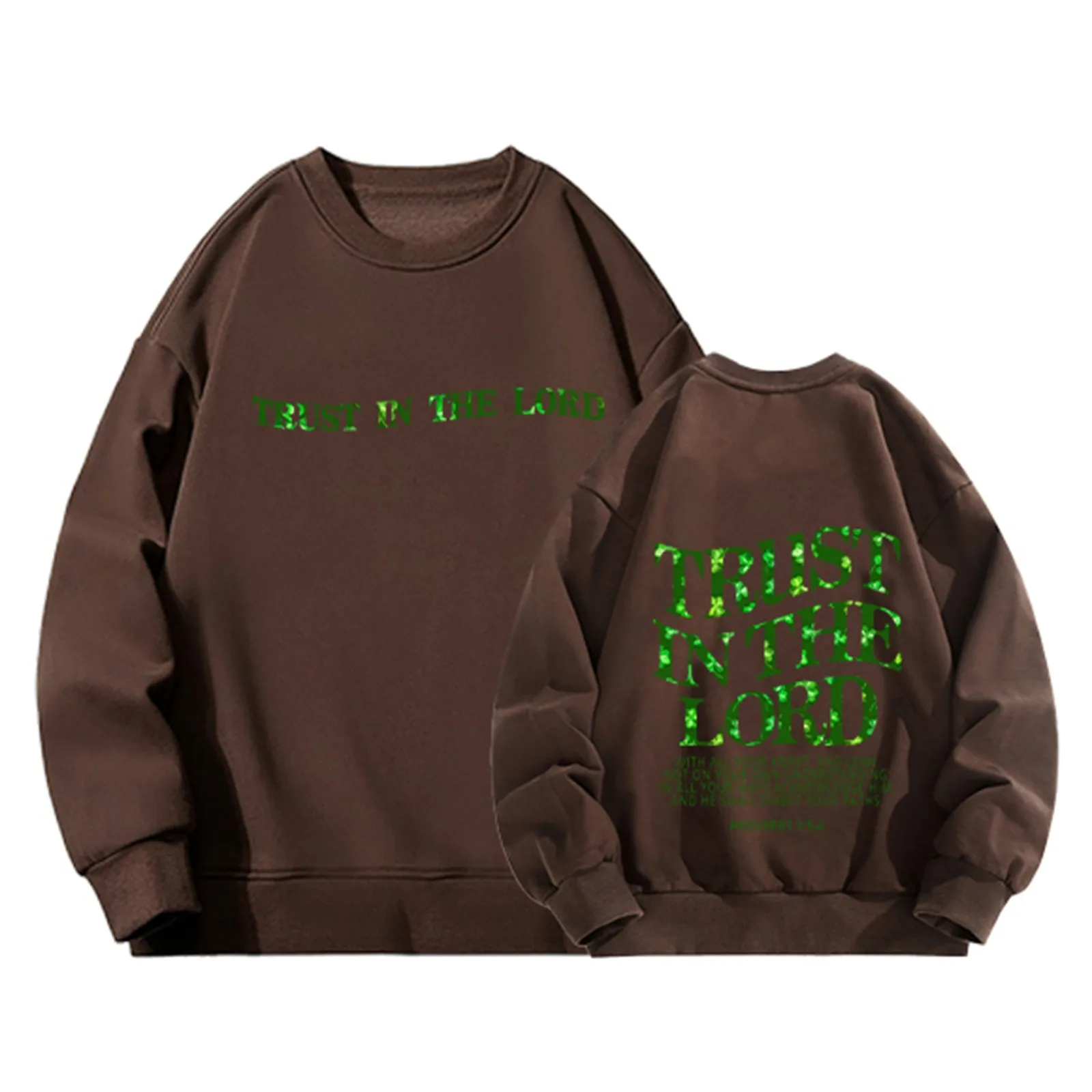 

Women's Trust In The Casual Front And Back Printed Crewneck Long Sleeve Hoodless Hoodie