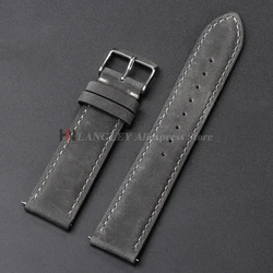 Vintage Brown Genuine Leather Quick Release Watch Band - 22mm (Gray)