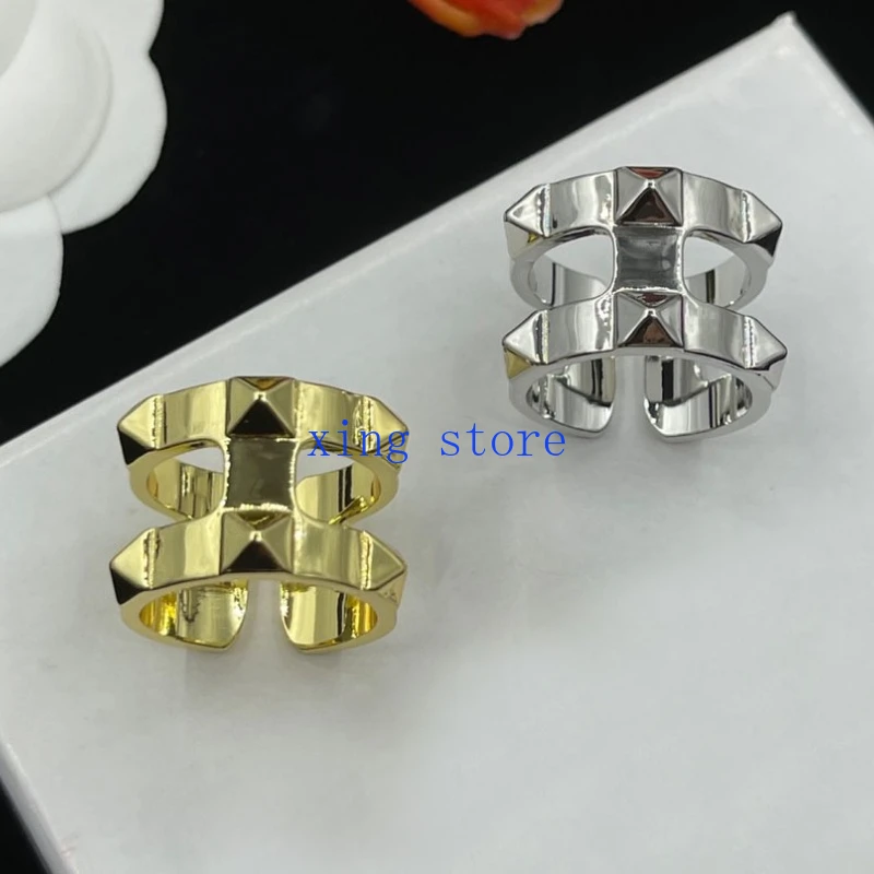 2024 Fashion New Classic Round Double Layer Geometric Women's Ring