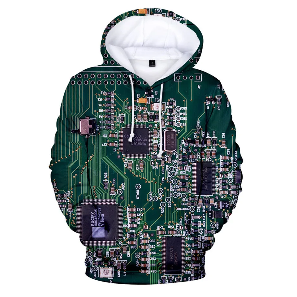 Electronic Chip 3D Printed Funny Hoodies Men Women Fashion Harajuku Hoody Pullovers Unisex Streetwear Oversized Hoodie