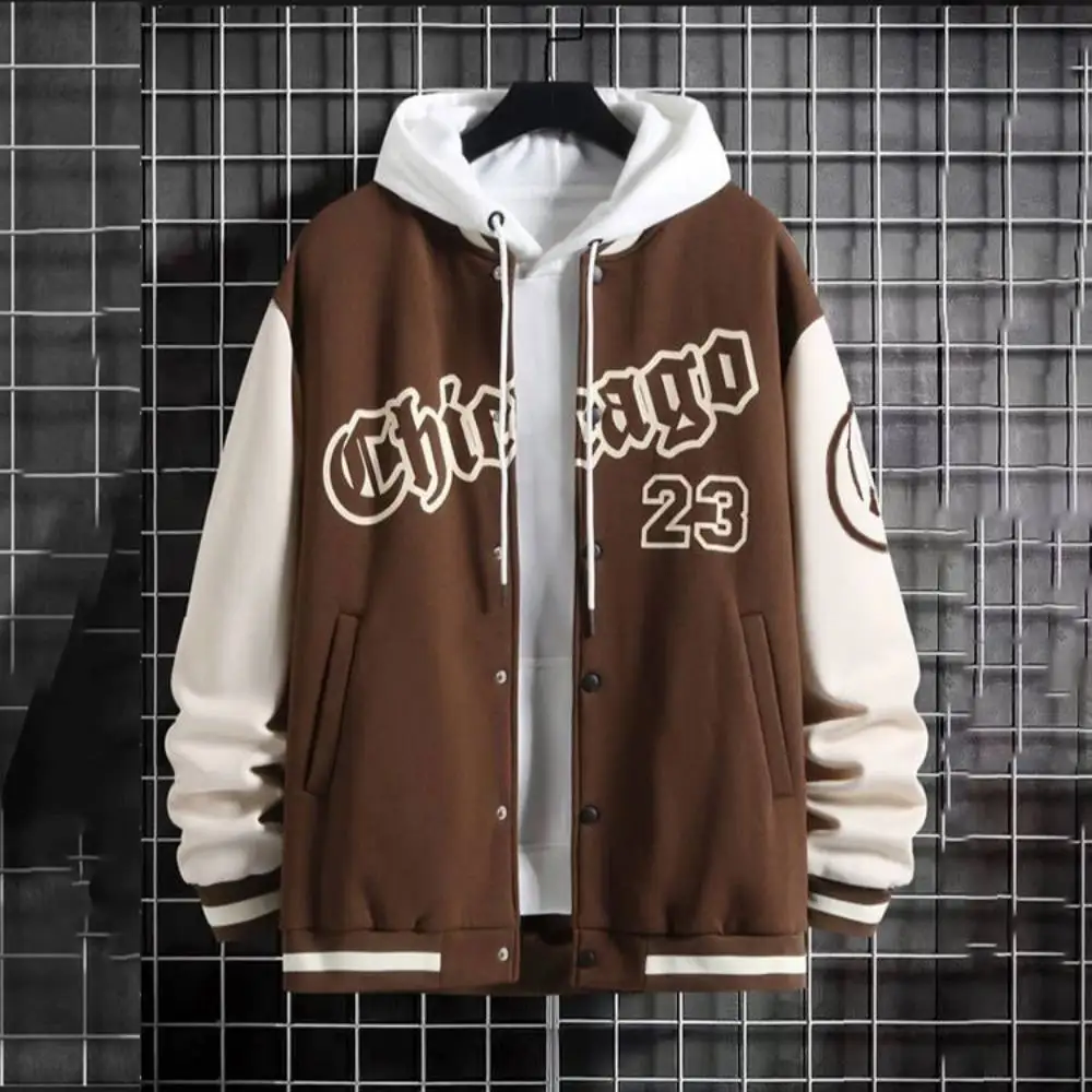 Baseball Uniform Mens Stand Collar Sweatshirts Jersey Coats Male Casual Sportswear Printed Tracksuit Tops Loose Outerwear
