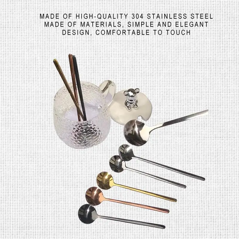 

Premium 304 Stainless Steel Tea Coffee Spoon Set - Elegant Gold Small Round Spoons for a Luxurious Sipping Experience
