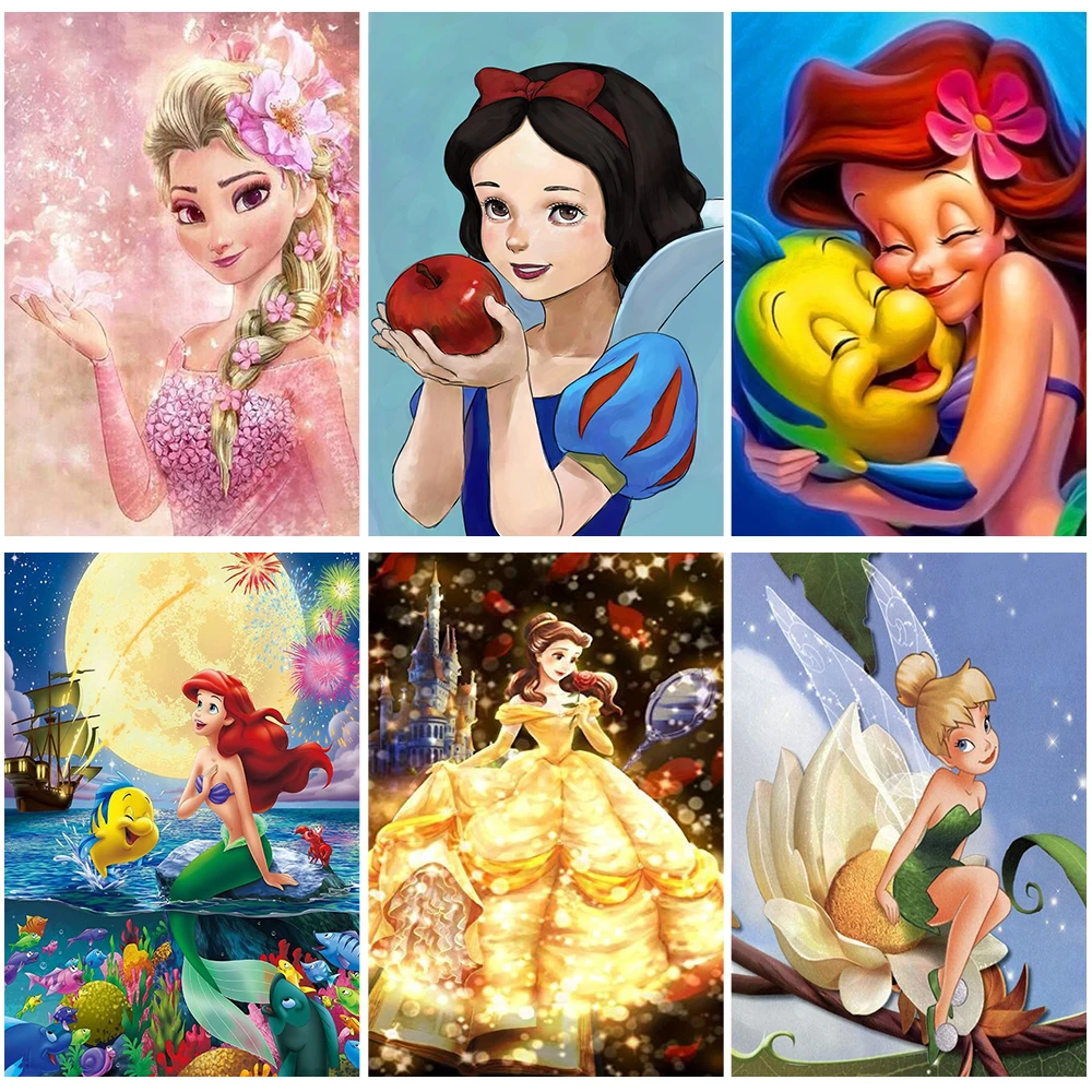 5d Diamond Painting Full Drill Cartoon Princess - Diamond Painting Disney  5d Diy - Aliexpress