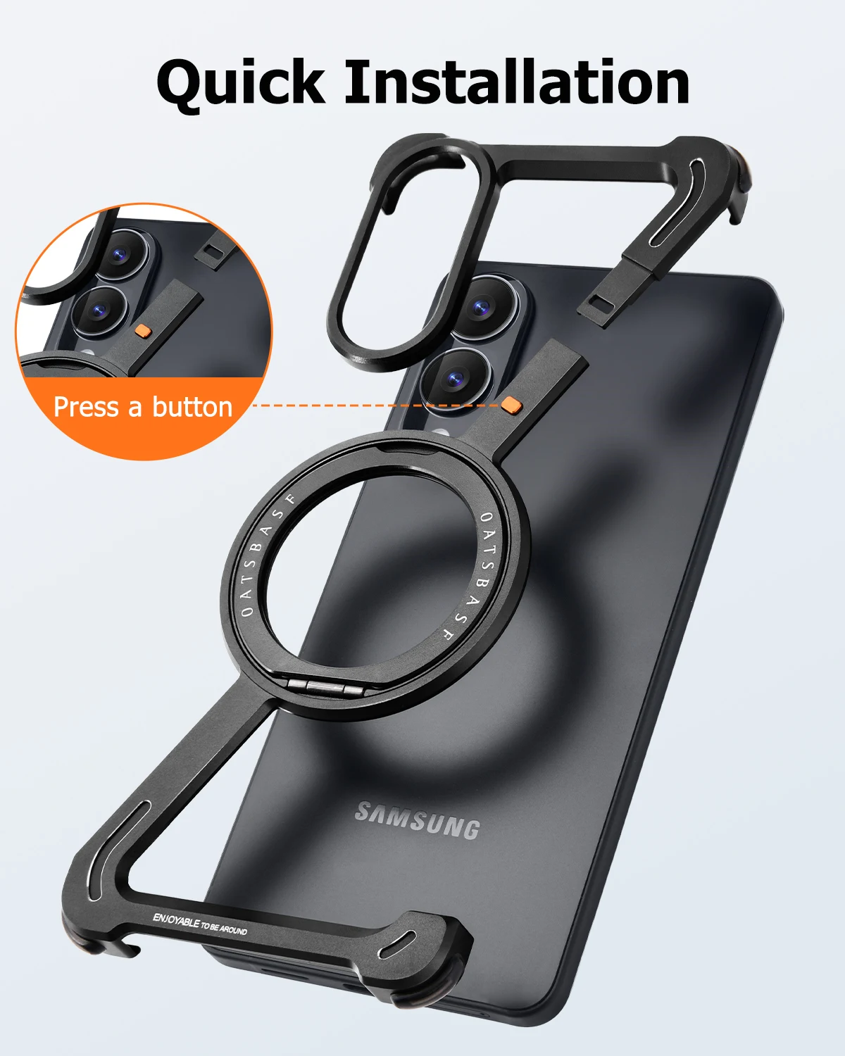 Eary Magnetic for Samsung Galaxy S25 Edge Phone Case with Magsafe Stand 360° Rotate A56 Metal Frame Shockproof Protector Cover