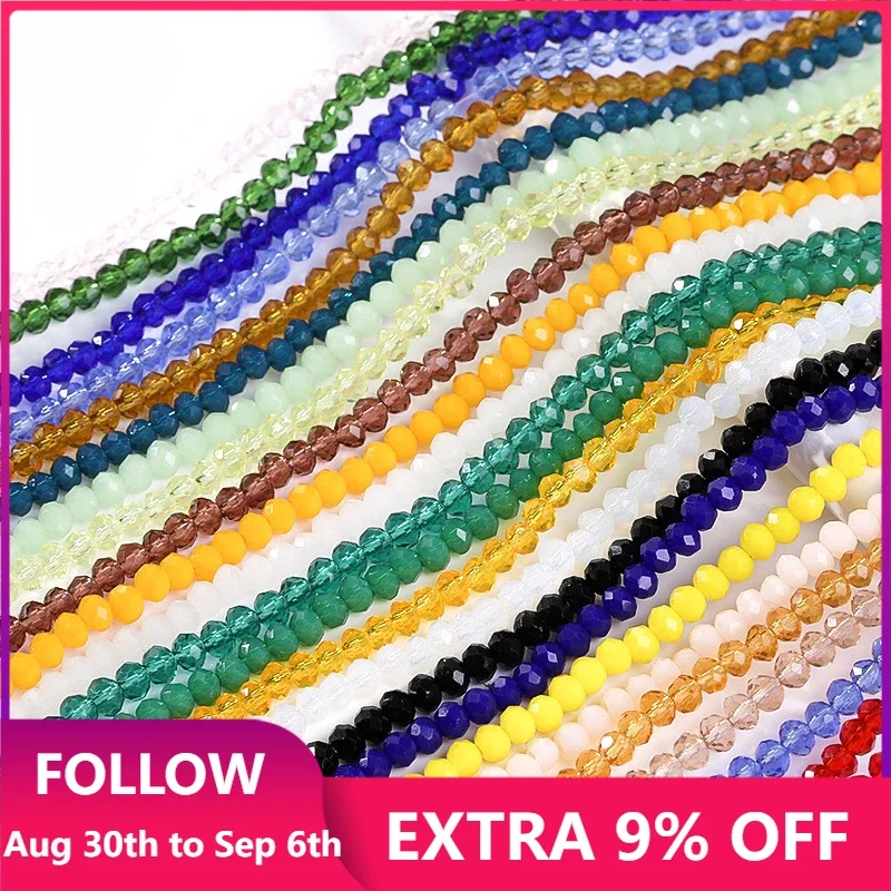 

Wholesale 50pcs 4*6mm Rondell Austria Faceted Crystal Beads Round Glass Beads Loose Spacer Beads for Jewelry Making Jewelry DIY