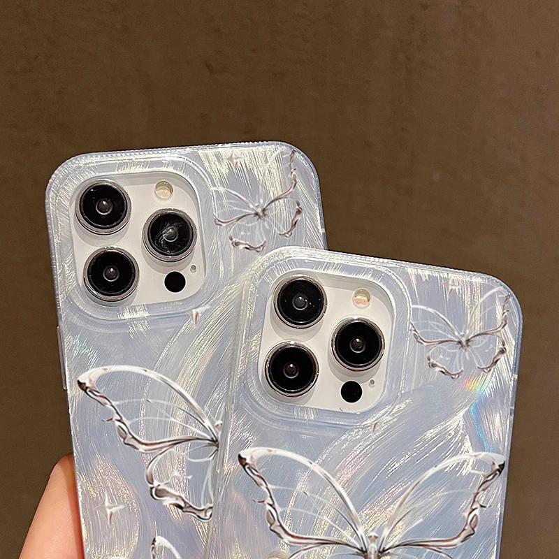 Luxury Laser Silver Butterfly Phone Case Cover