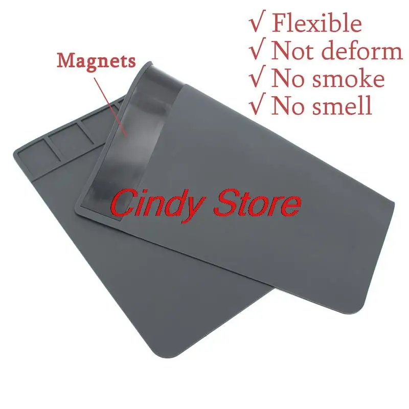 

490x350x5mm Heat Insulation Silicone Pad Desk Mat Heat-resistant Maintenance Platform For BGA Soldering Phone PC Repair Station