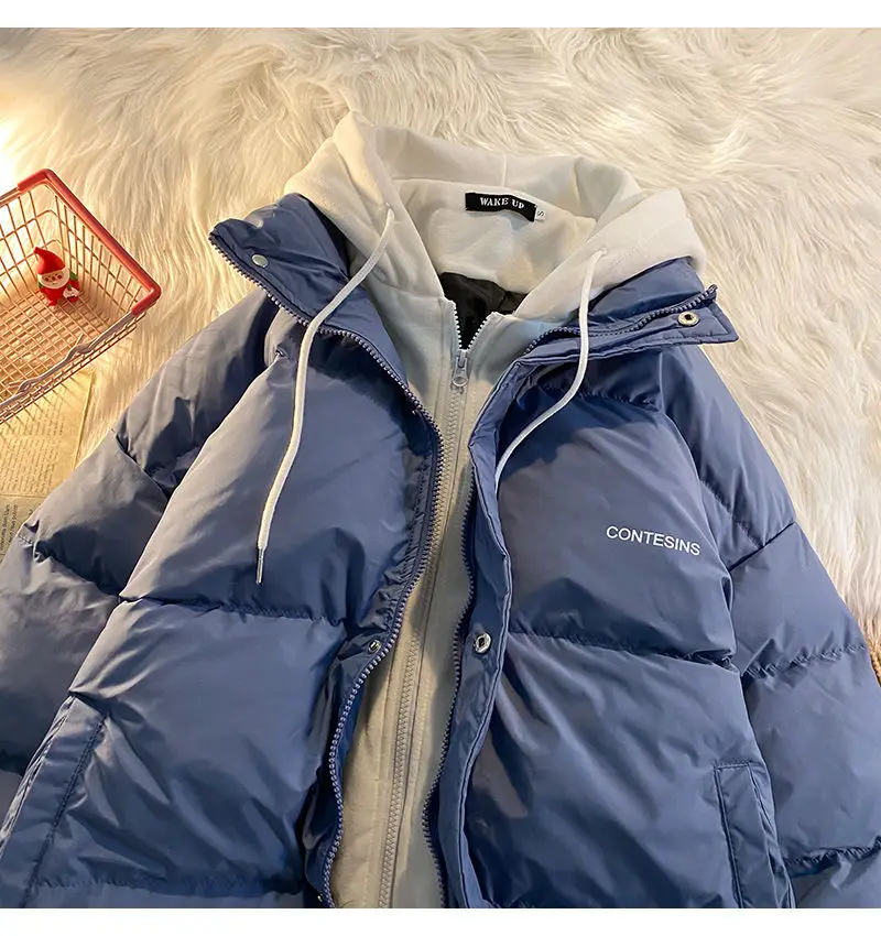 Winter leisure cotton clothes women Y2K multi-functional fake two pocket zipper down jacket thick coat Korean version winter new