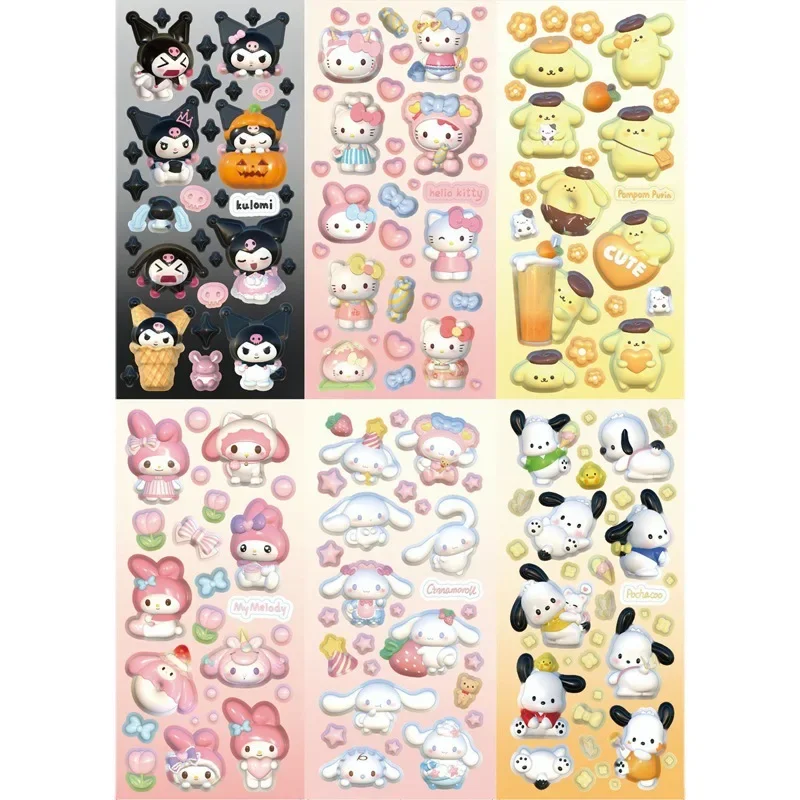 

Sanrioed Kawaii Anime Cartoon series Kuromi My HelloKitty Pudding dog Fashion creative cute stickers cute girl decorations