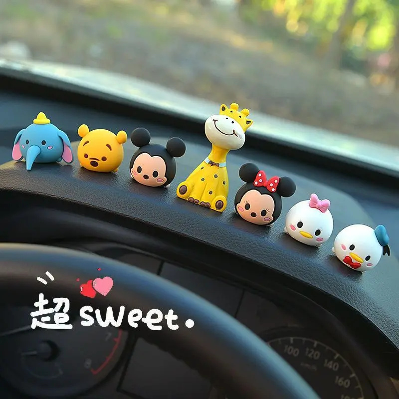 אובייקטים לרכב של דיסני, עיצוב פנים חדש לרכב, אוסף ציוד קרטון חמוד למרכז הרכב, בובה קטנה לילדים