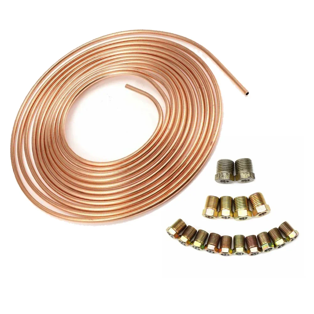 1/4 OD 25 Ft ROLL Steel Zinc Nickel Brake Line Tubing COPPER TUBE AIR CON COIL Brake Line Tubing Coil Roll