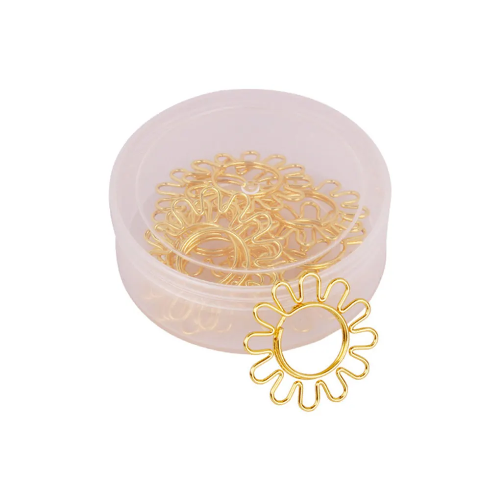 8Pcs 해바라기 모양 종이 클립 황금 색상 사무실 학교 바인더 클립 노트북 달력용 북마크 종이 클램프