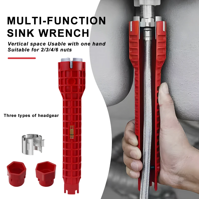 

8 In 1 Flume Wrench Plumbing Installation Wrench Anti-slip Kitchen Sink Repair Tool Multifunctional Faucet Repair Wrench Set