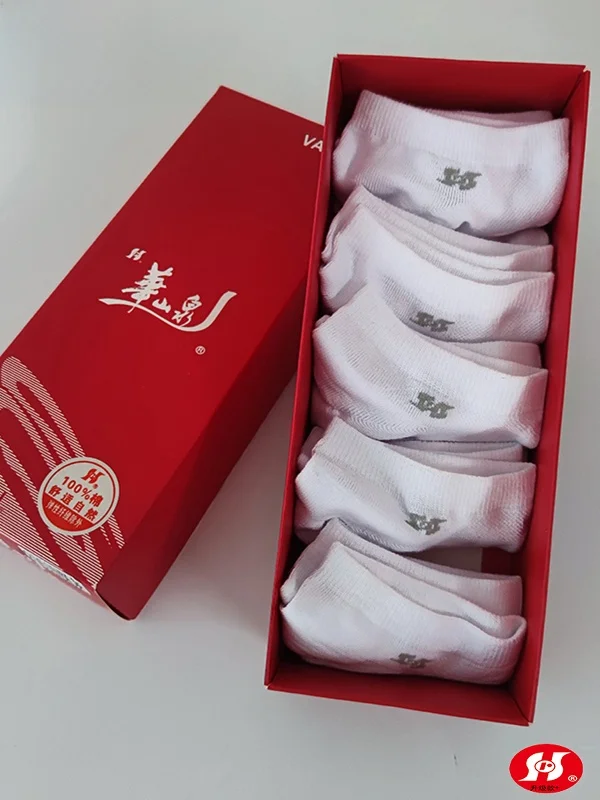 화산콴 남성용 면 양말 통기성 항균 스포츠 땀 흡수 미끄럼 방지 5켤레 순면 보트 양말