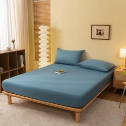 Solid Color Elastic Band Fitted Bedsheet Cover - 100x200x20cm   1pc (Niu zai lan)
