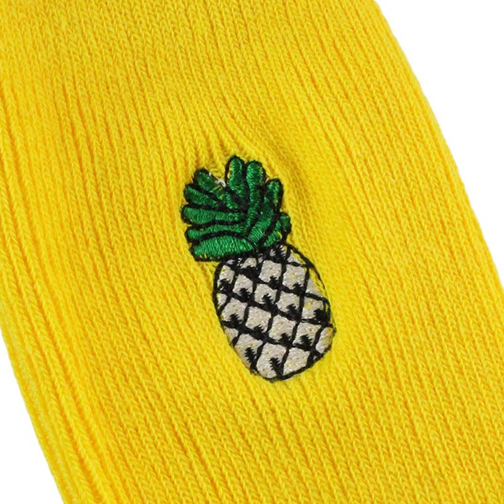 3Pairs Women Cotton Socks Knitted Embroidered Fruit Pattern Sock Cartoon Cute Kawaii Funny Simple Solid Color Medium Tube Socks